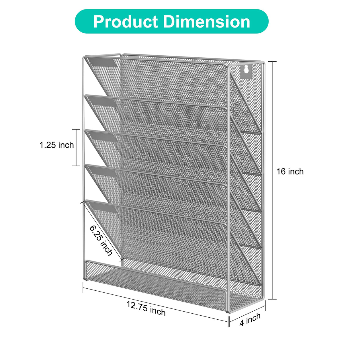 EasyPAG 5 Tier Wall File Holder, Mesh Hanging Folder Organizer with Classify Label, Versatile Desk