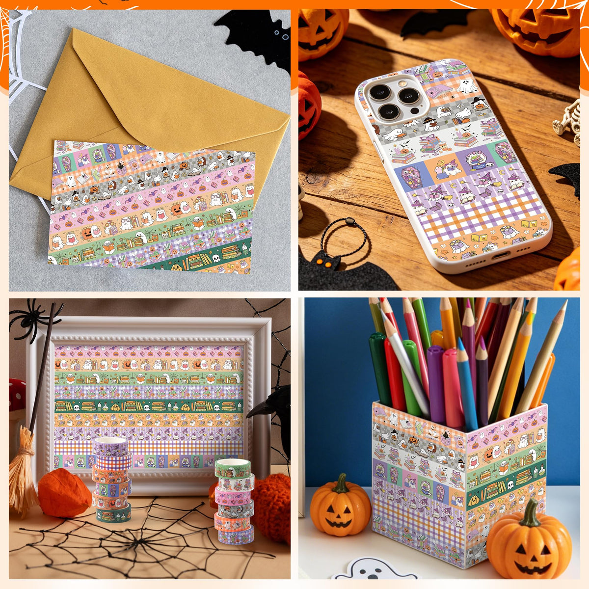 BkeeCten Halloween Ghost Reading Washi Tape for DIY Craft Gift Wrapping
