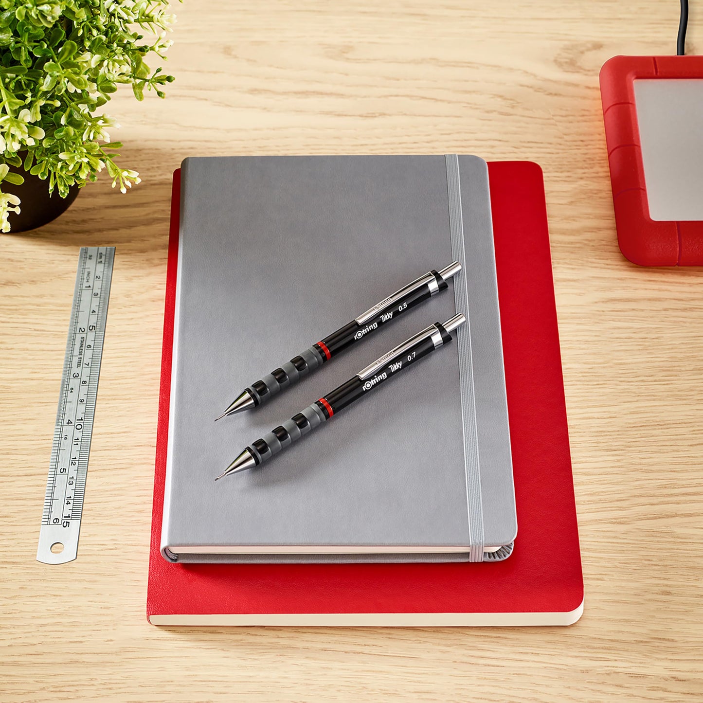 rOtring Tikky Mechanical Pencil & Ballpoint Set | HB Lead, 0.5 mm Pencil | Medium Point Pen | Black
