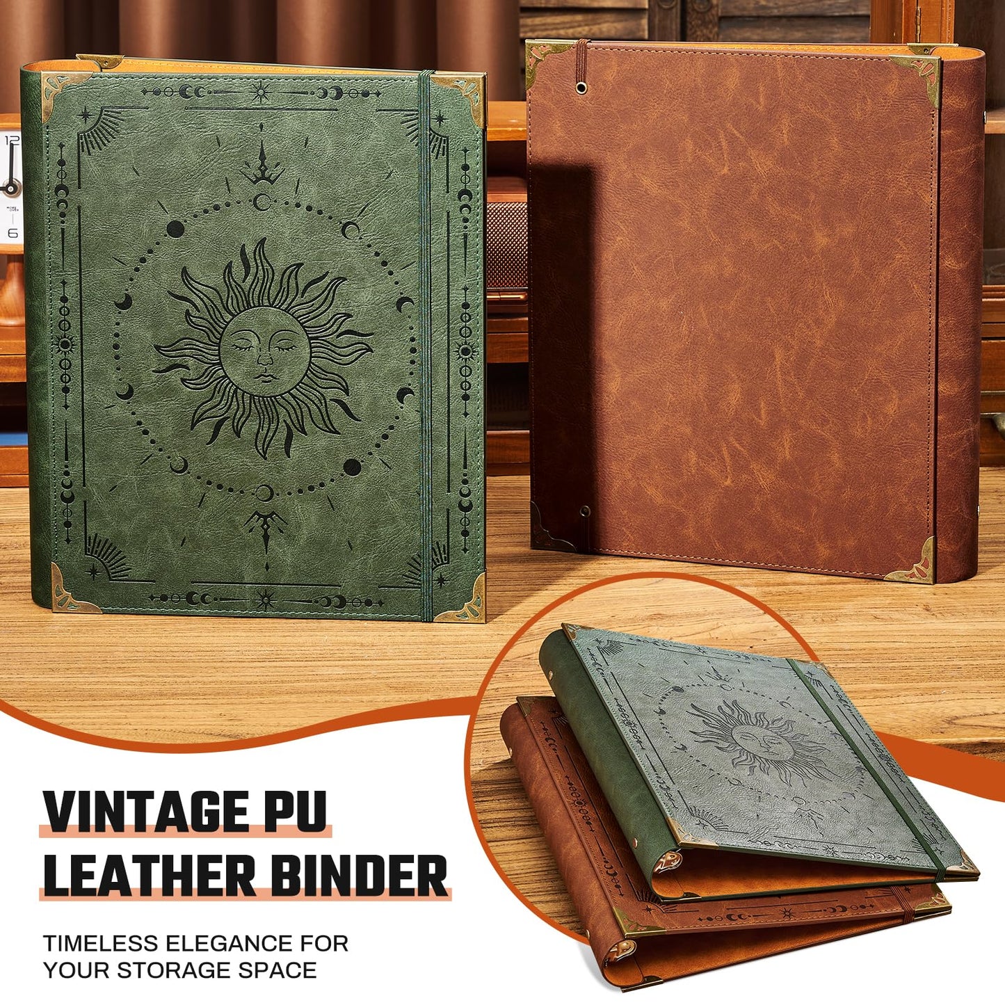 Ovesmusl PU Leather 3 Ring Binder 1.5 Inch Fits 8.5"x11" Letter Size Paper