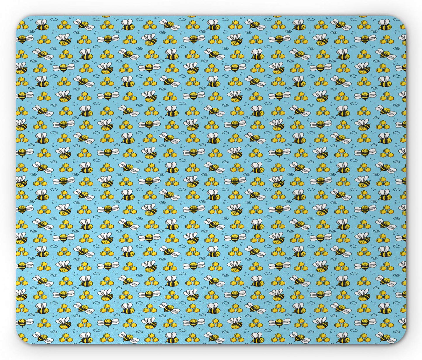 Ambesonne Cartoon Mouse Pad, Summer Style Funny Demonstration of Happy Flying Characters and