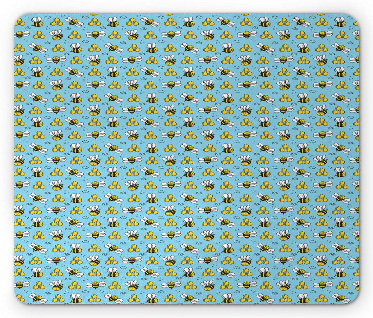 Ambesonne Cartoon Mouse Pad, Summer Style Funny Demonstration of Happy Flying Characters and