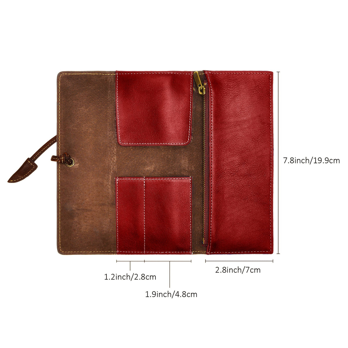ZLYC Handmade Leather Pencil Case Soft Roll Bag Stationery Gift,Red