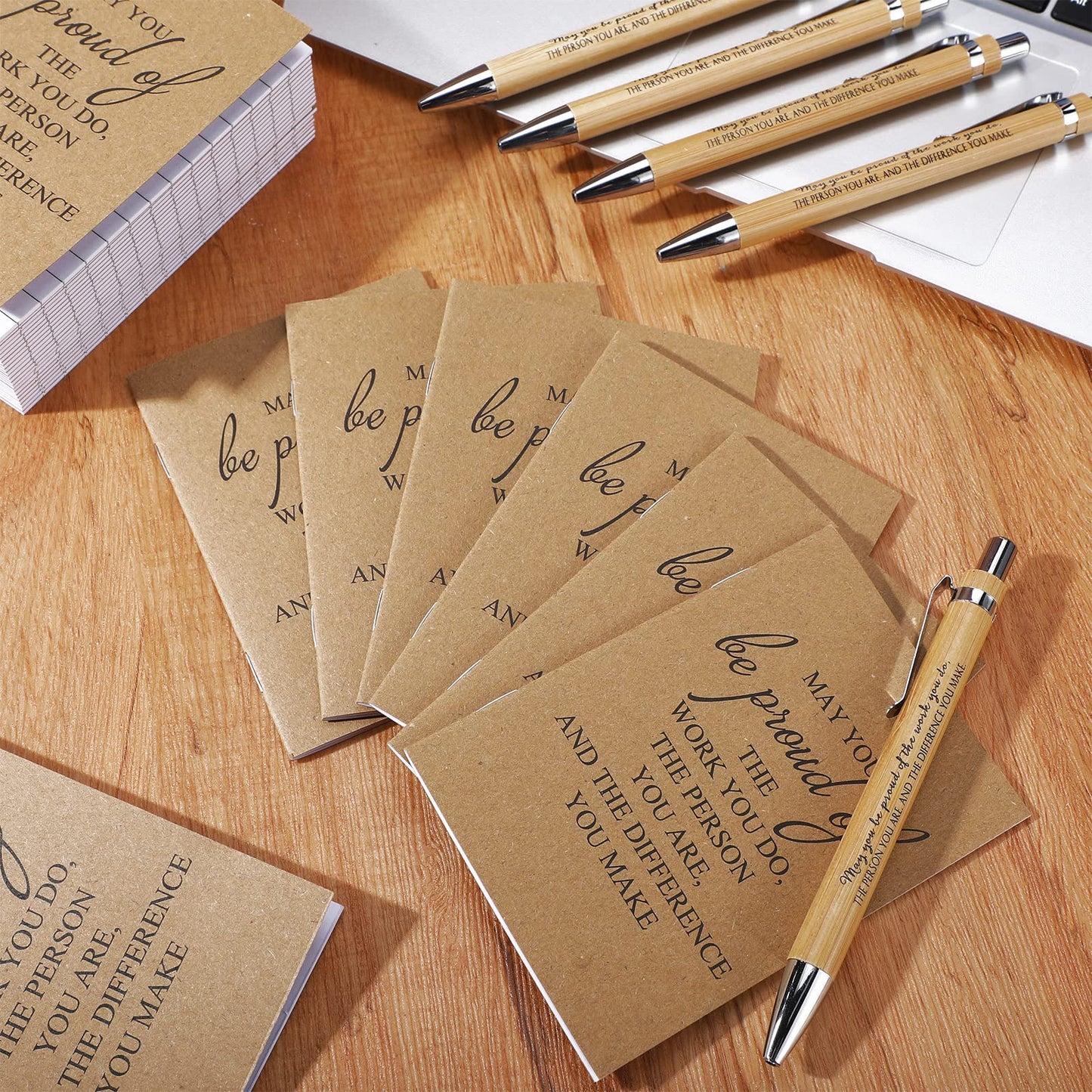 Kosiz 72 Pcs/ 36 Sets Employee Appreciation Gifts Notebooks and Bamboo Pens