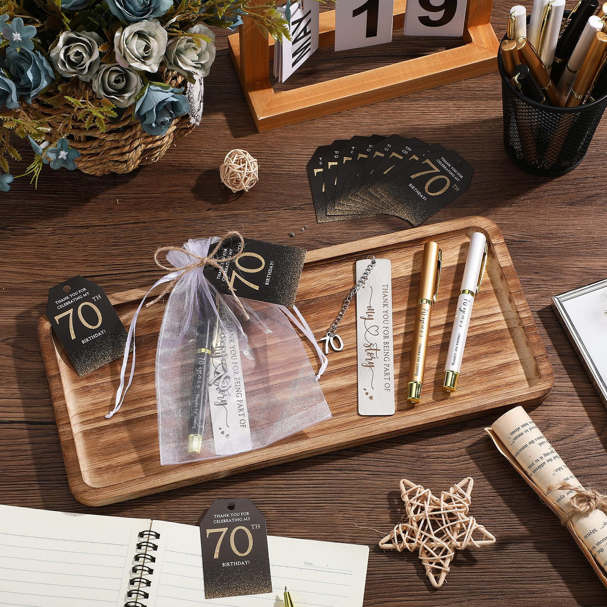 Sinload 25 Sets Birthday Favors for Guests 25 Thanks for Coming Ballpoint Pens 25 Metal Bookmarks