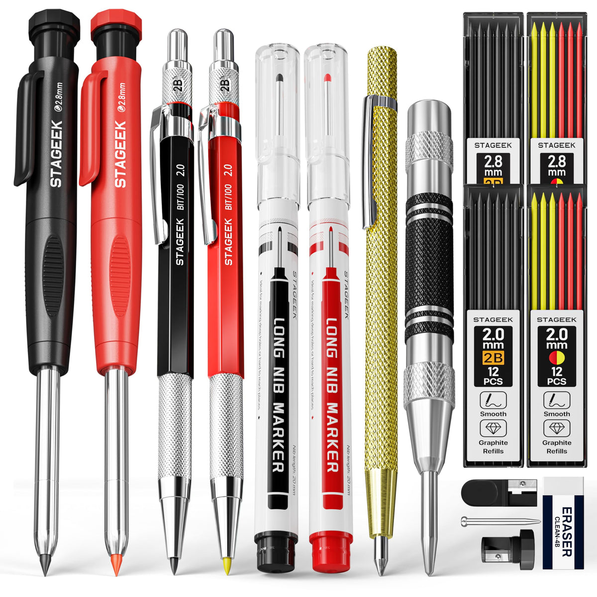 STAGEEK 17 Pack Carpenter Pencil Set with Sharpener