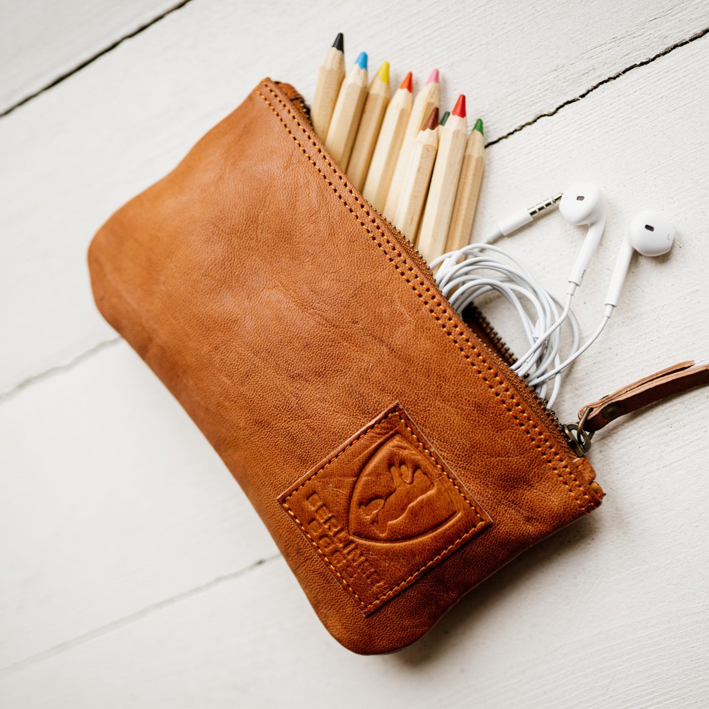 BERLINER BAGS Vintage Leather Pencil Case, Pen Pouch for Work and University or for Tobacco, for