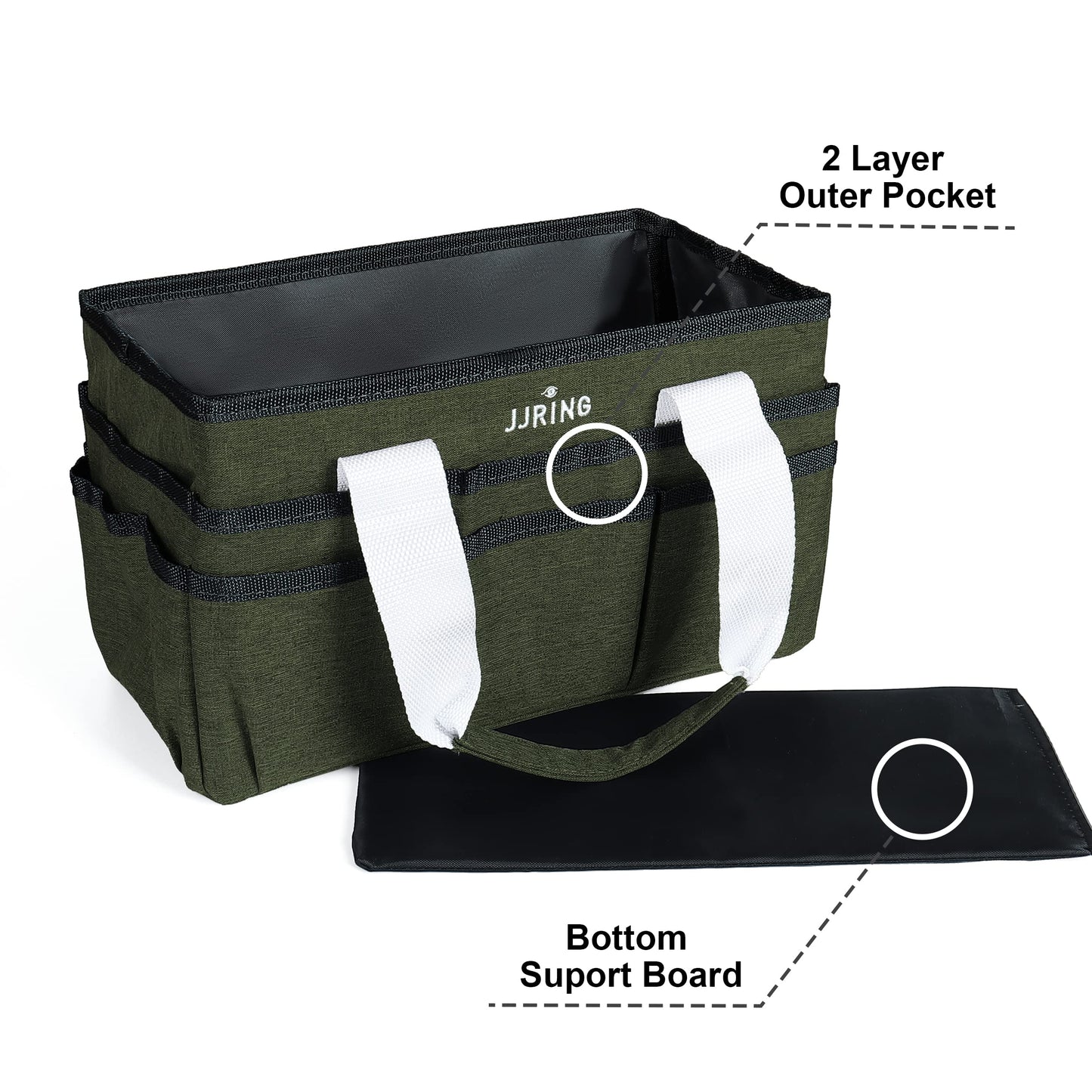 JJRING Craft Organizer Tote Bag Art Storage Caddy Sap Green