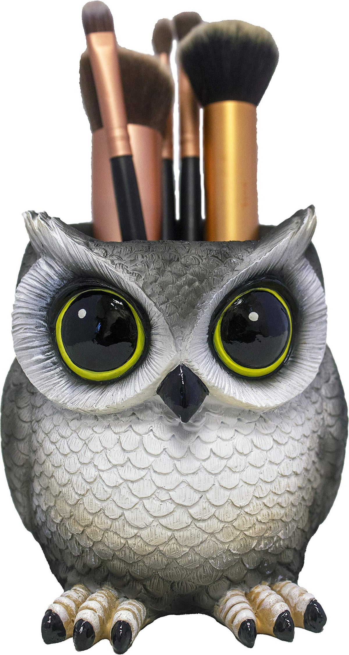 DWK Grey Owl Makeup Brush Holder Organizer Caddy | Handmade Bath Products and Makeup Organizer for