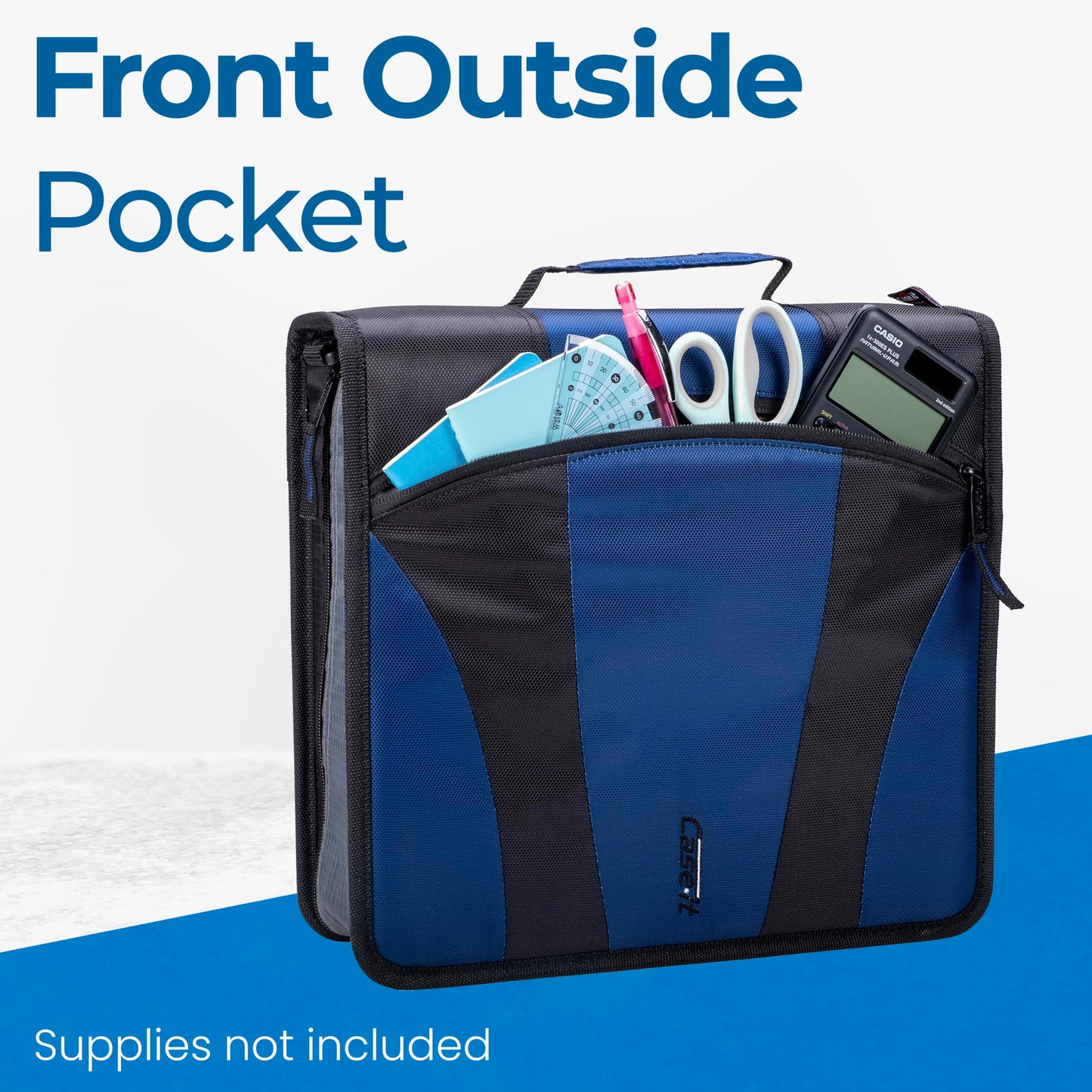 Case-it Dual Zipper Binder | Two 2" D-Rings | 800-Sheet | Dual-301 Blue
