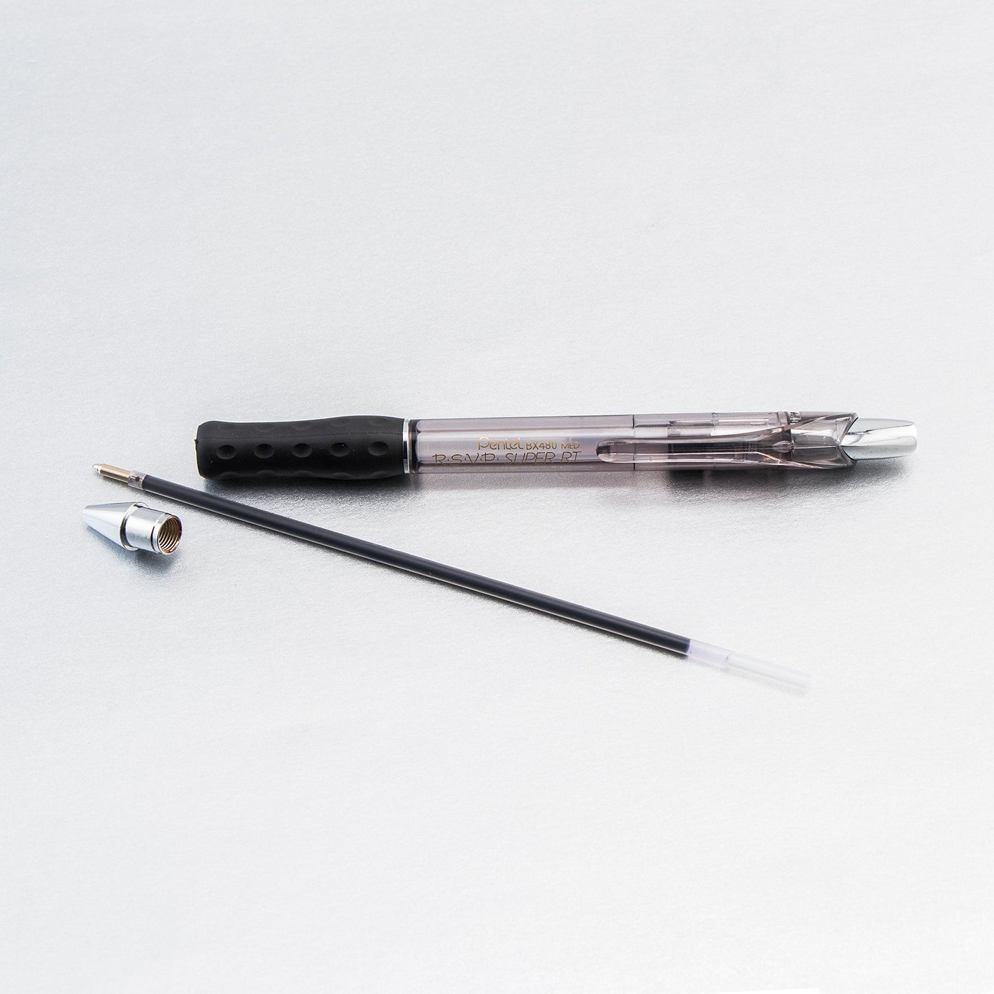 Pentel RSVP Super RT Ballpoint Pen, (1.0mm) Medium Line, Black Ink, Box of 12 (BX480-A)