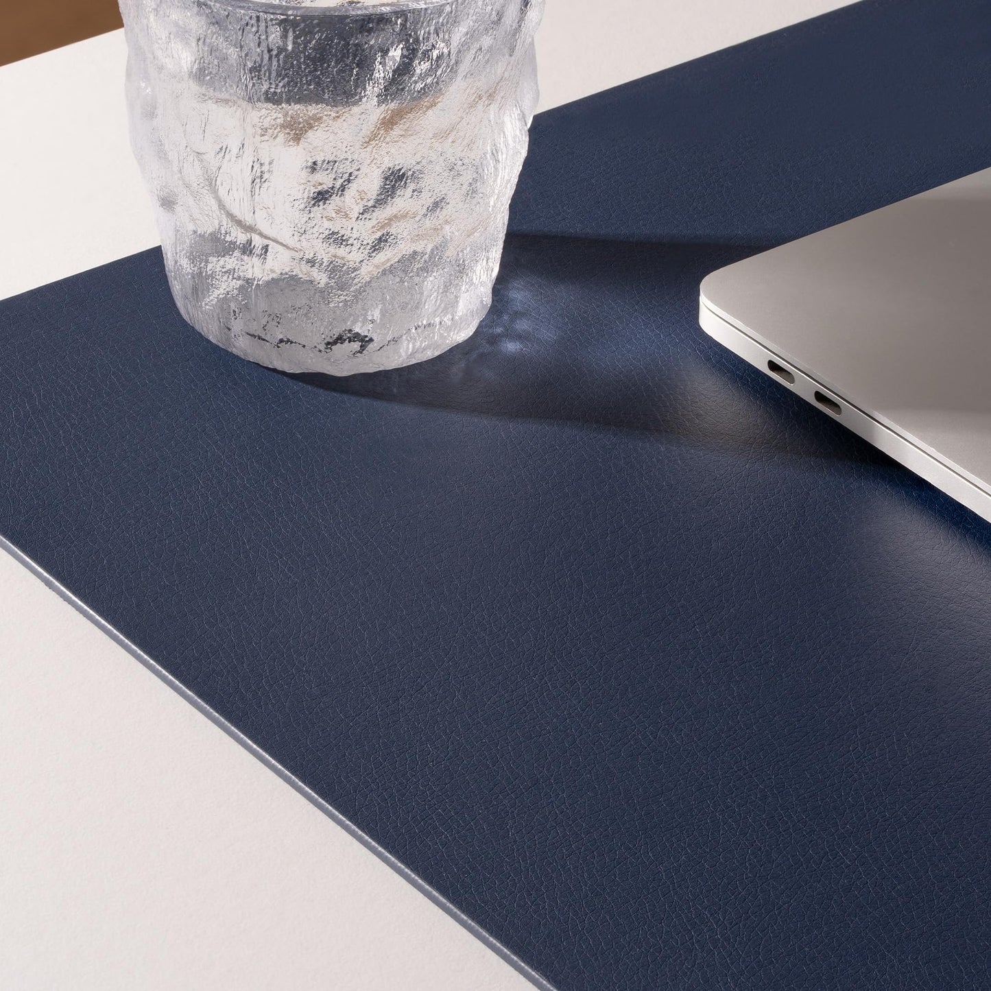 Nekmit Leather Desk Blotter Pad 36 x 20 Inches, Flat, Non-Slip, Waterproof, Blue