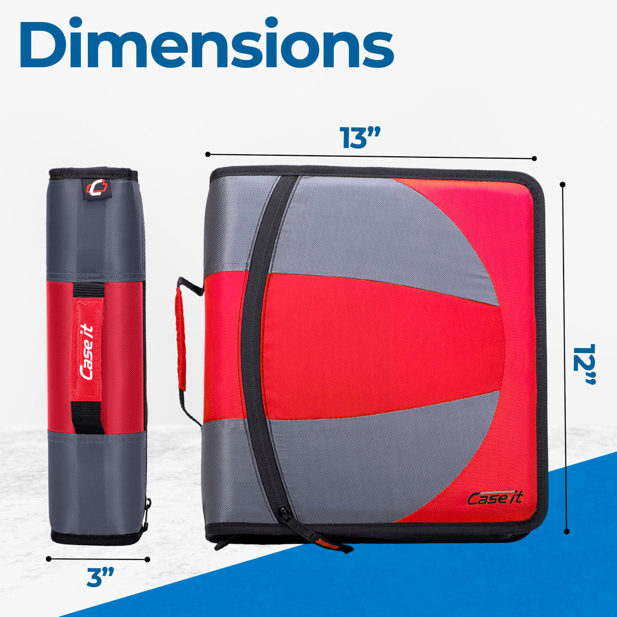 Case-it Dual Binder | 1.5" D-Rings | 600-Sheet | Dual-101 Fire Engine Red