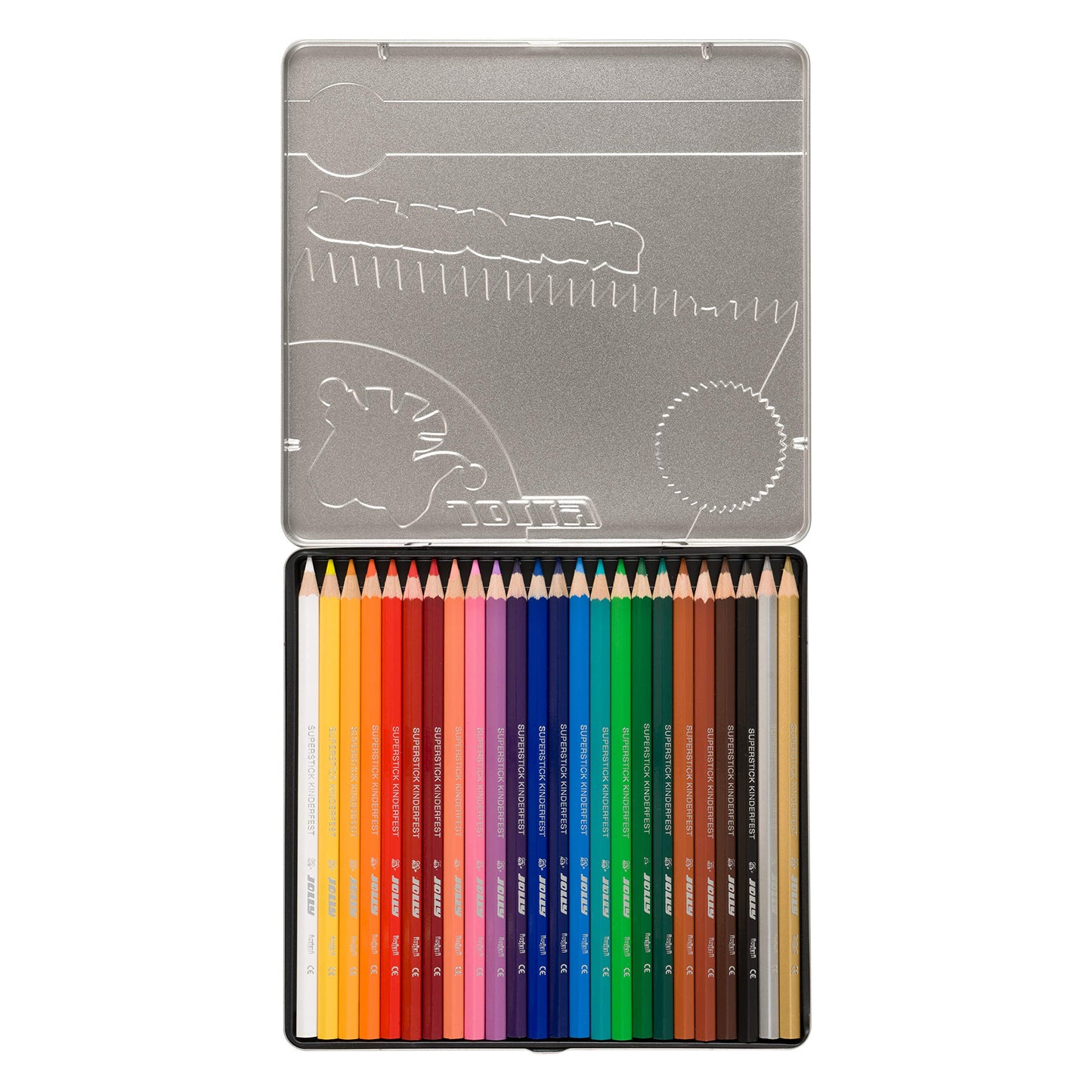 Jolly Supersticks Premium European Colored Pencils with Tin Carrying Case; Set of 24, Arts and