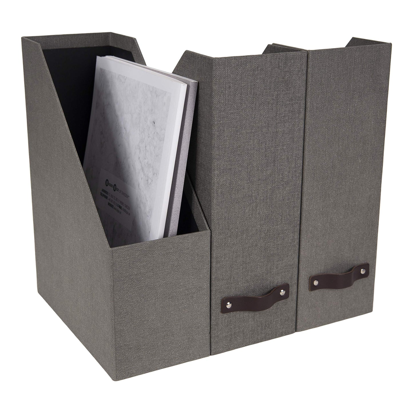 Bigso Box of Sweden Estelle Canvas Fiberboard Upright Magazine Storage Box Organizer for Papers &