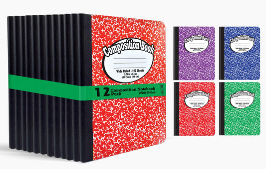 Better Office Products Composition Book Notebook - Hardcover, Wide Ruled (11/32-inch), 100 Sheet
