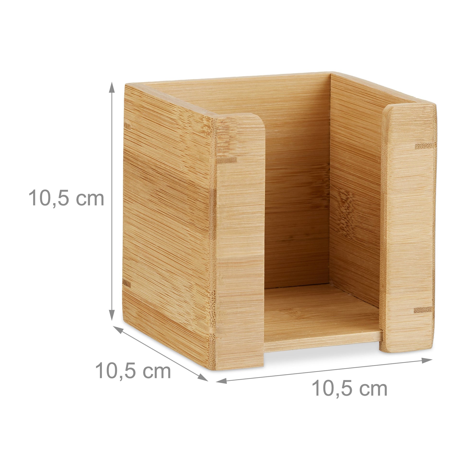 Relaxdays Bamboo Note Dispenser, Wooden Sticky Note Holder, Desk Organiser, H x W x D: 10.5 x 10.5