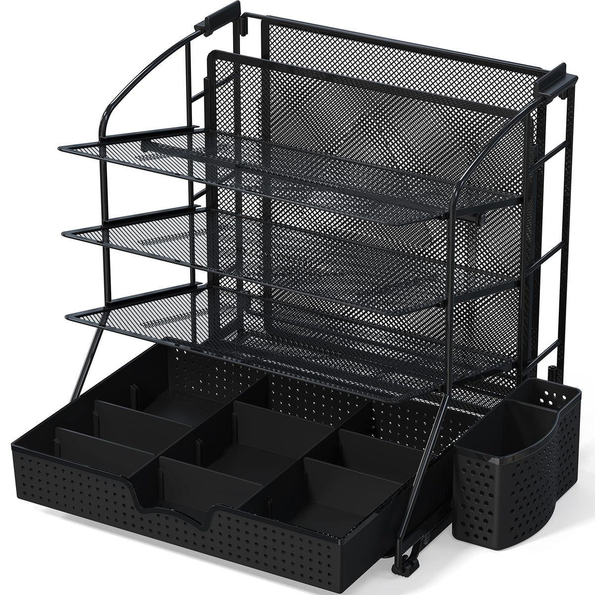 Simple Houseware Desktop Document Tray Organizer with Sliding Drawer, Black
