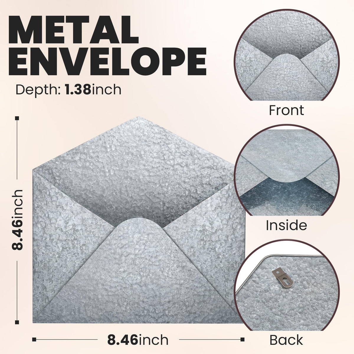 Everydecor Galvanized Metal Envelope for Wall Hanging - Mail Holder Decor Piece for Indoor and
