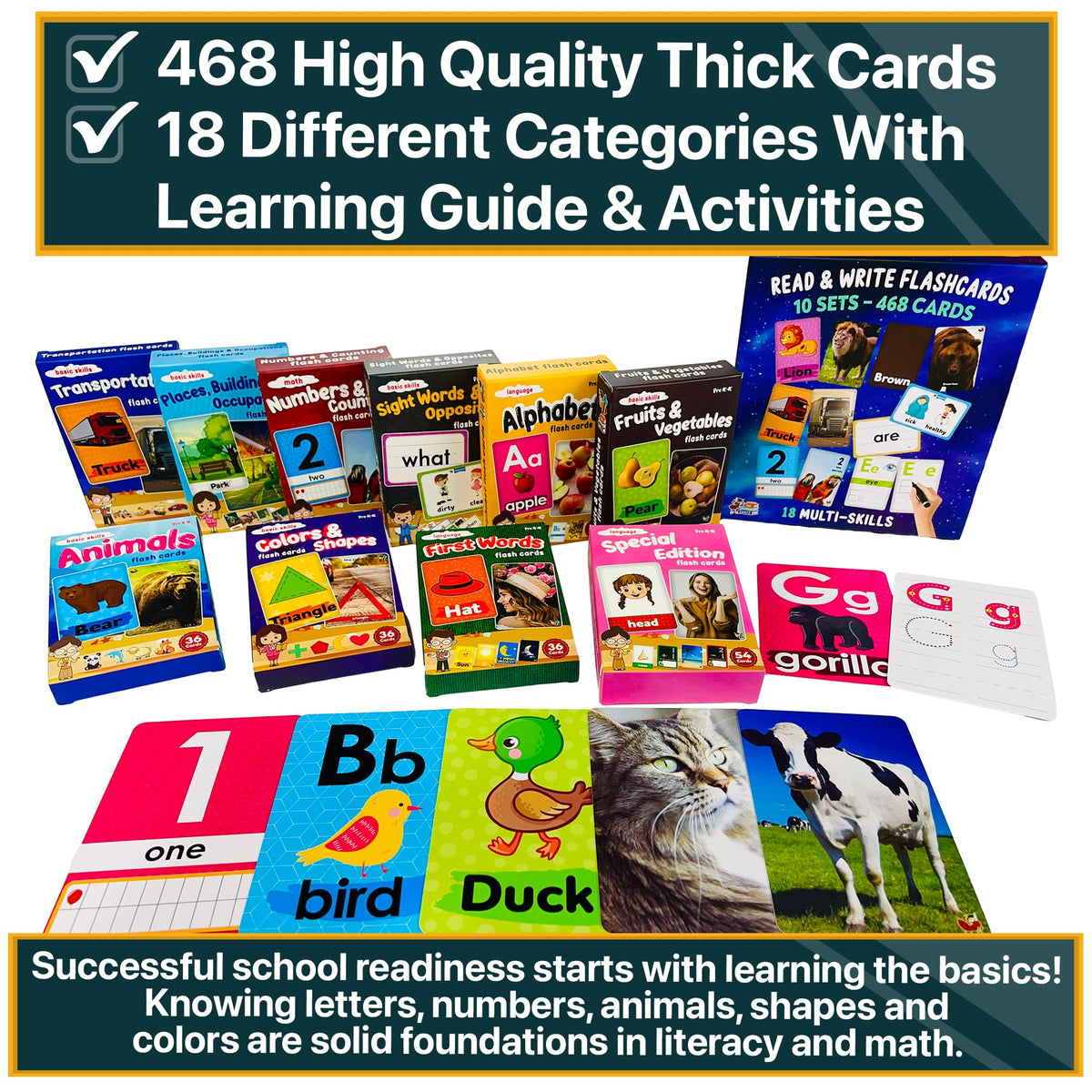 Flash Cards for Toddlers 2-4 Years – Jumbo Learning Box Set with Real Pictures - Alphabet Number