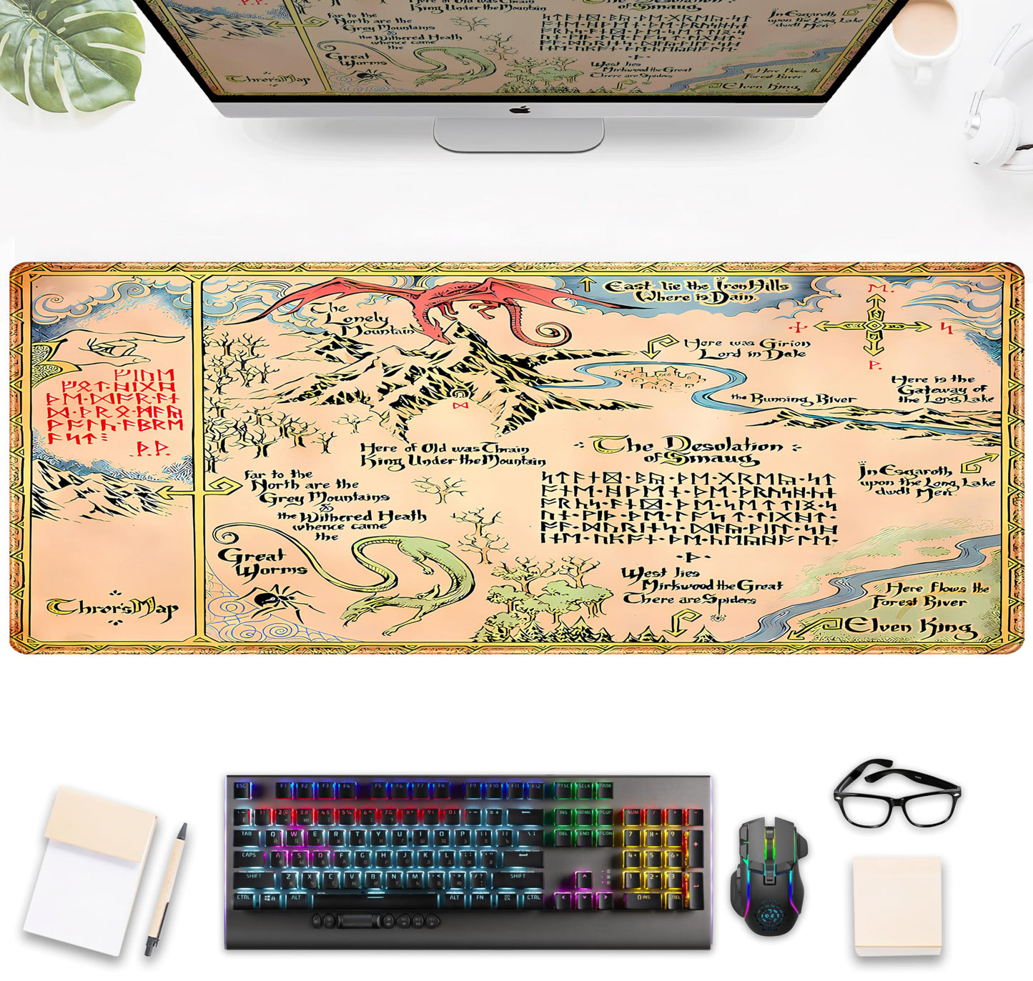 Vintage Desk Pad Gaming Desk Mat XL Mouse Pad, Computer Keyboard Mat Extra Large Mouse Mat