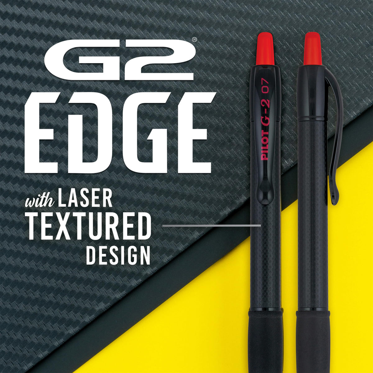 PILOT G2 Edge Red Gel Roller Pens, Fine Point 0.7 mm, 12Pk
