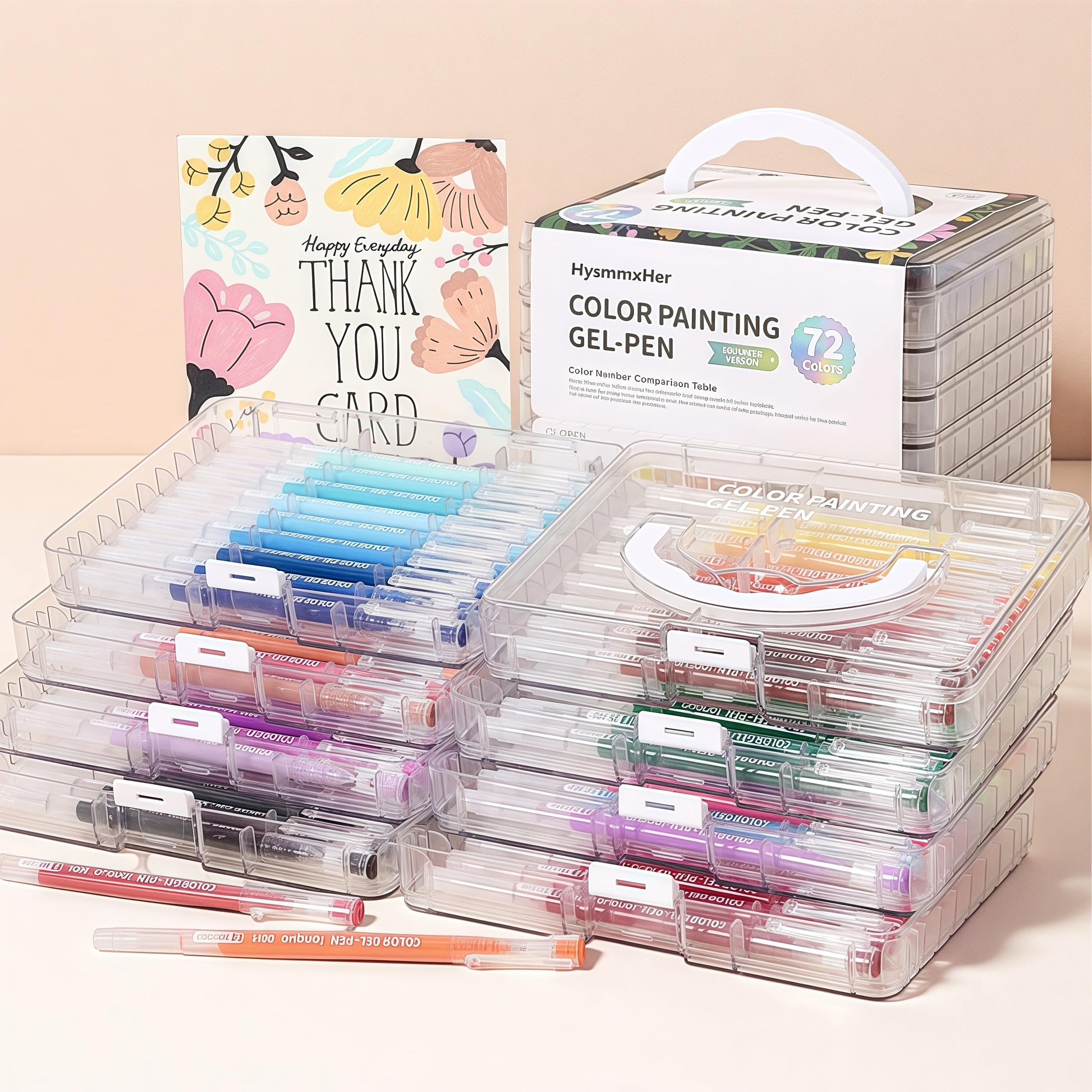 HysmmxHer 72 Advanced Colored Gel Pens Set, 0.6mm Fine Point for Black Paper & White Paper, Pens