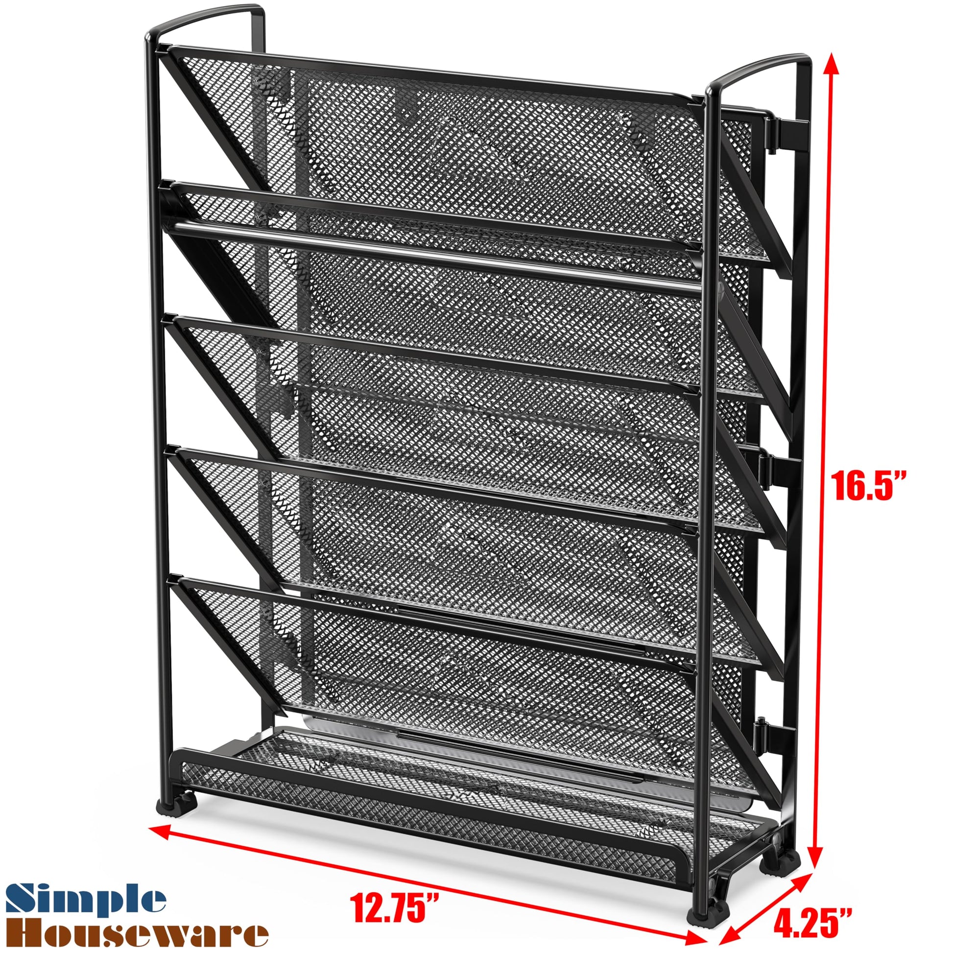Simple Houseware 6-Tier Wall Mount Document Letter Tray Organizer, Black