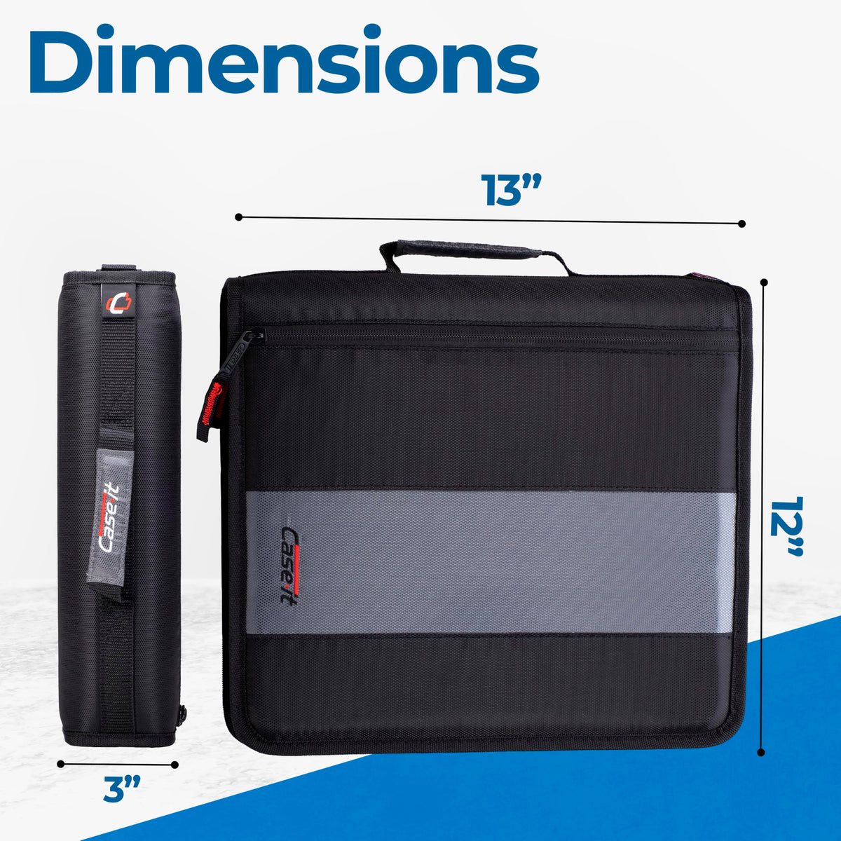 Case-it School Zipper Binder | 2-Inch O-Rings | 350-Sheet | D-251 Jet Black