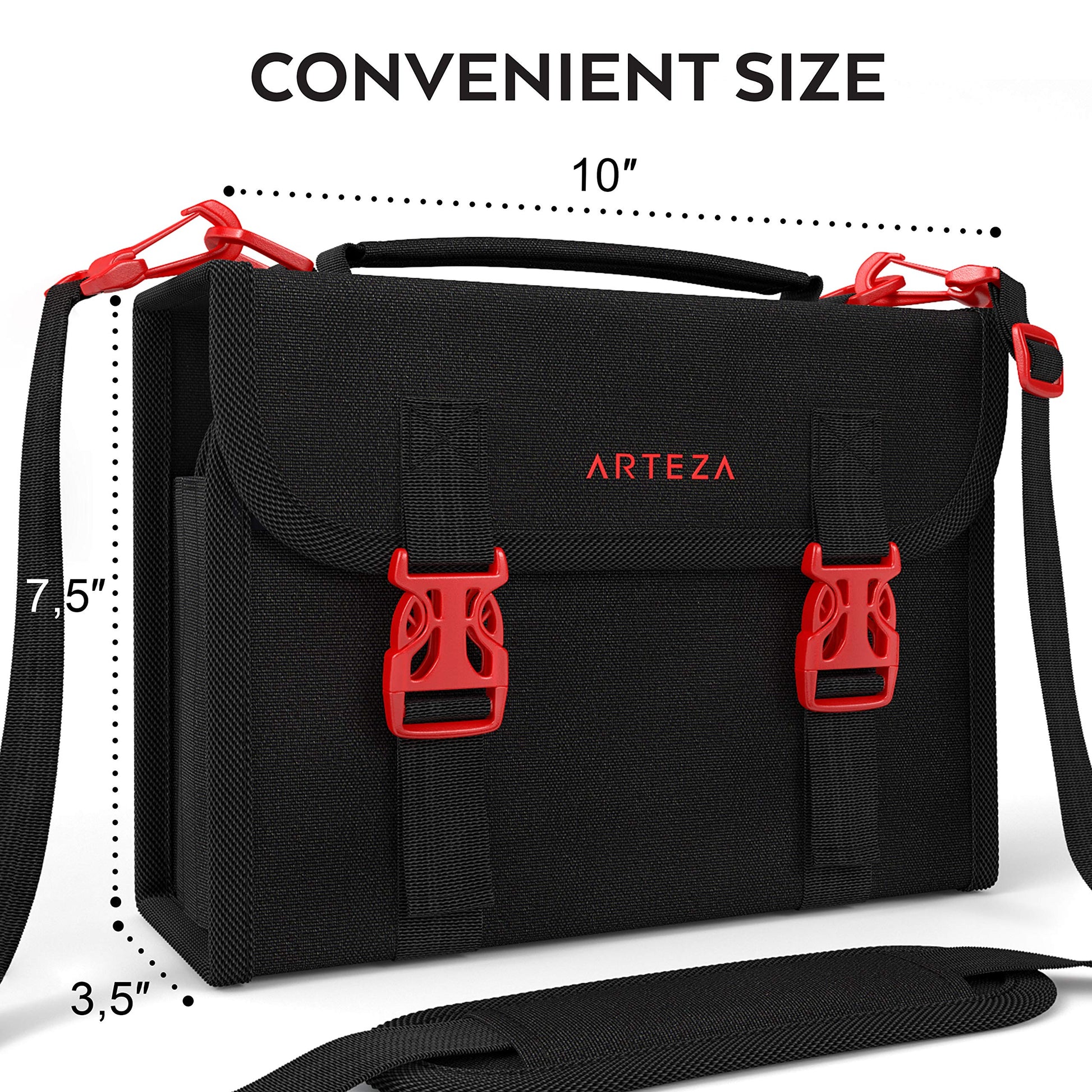 ARTEZA Marker Pen Organizer Case, 108 Slots, Removable Baldric, Zipper Pocket and Carrying Handle