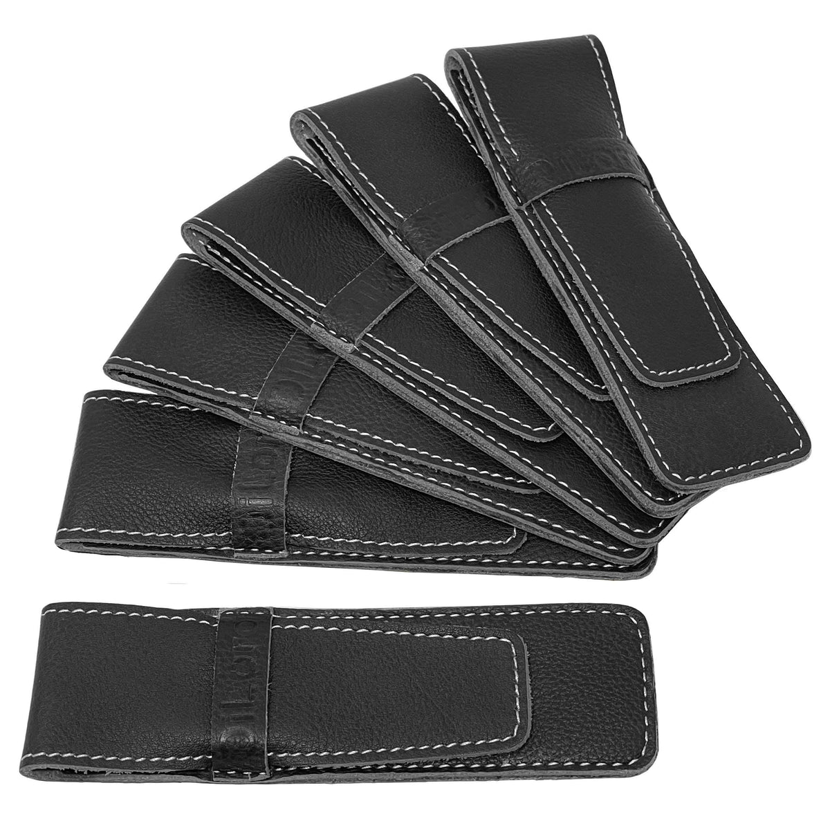 DiLoro Full Grain Thin Soft Genuine Leather Single Pen Case Holder Pouch Sleeve Protector Pens