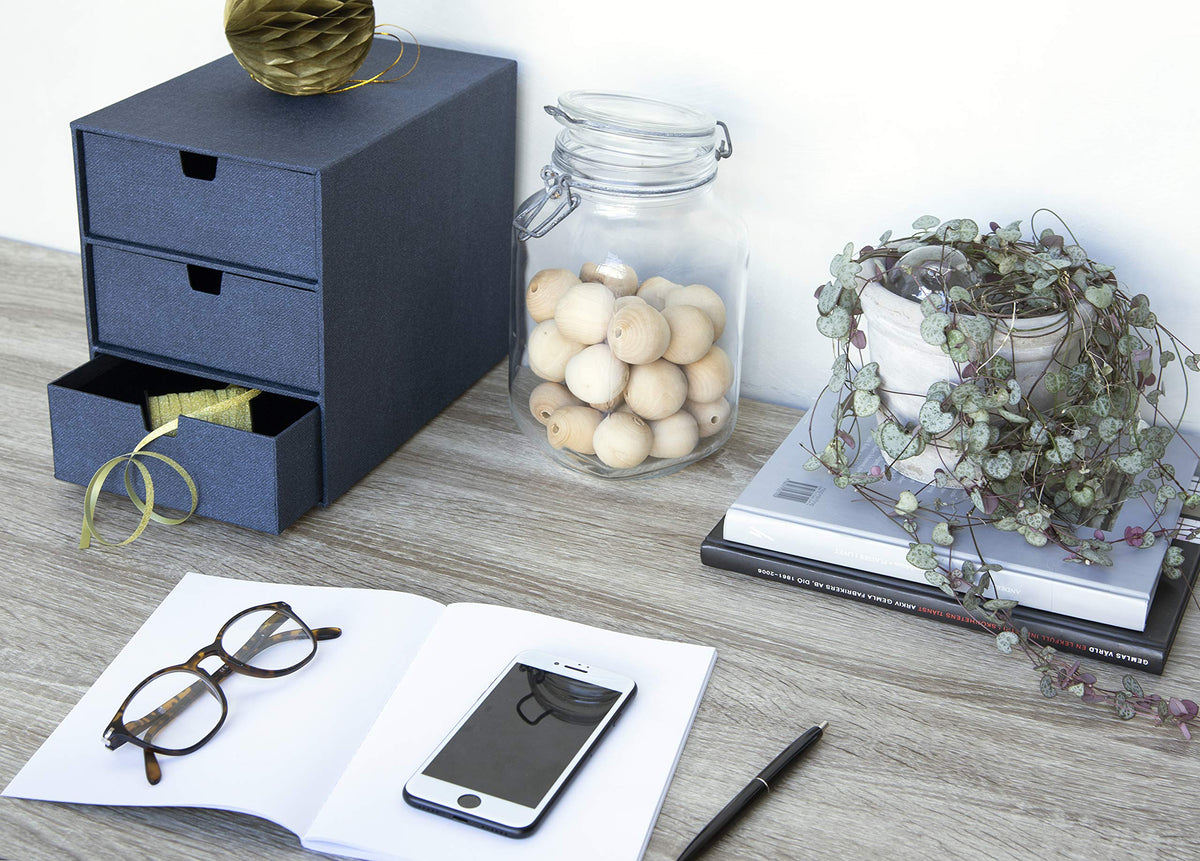 Bigso Box of Sweden Ingrid 3-Drawer Fiberboard Desk Organizer for Office Supplies and Accessories