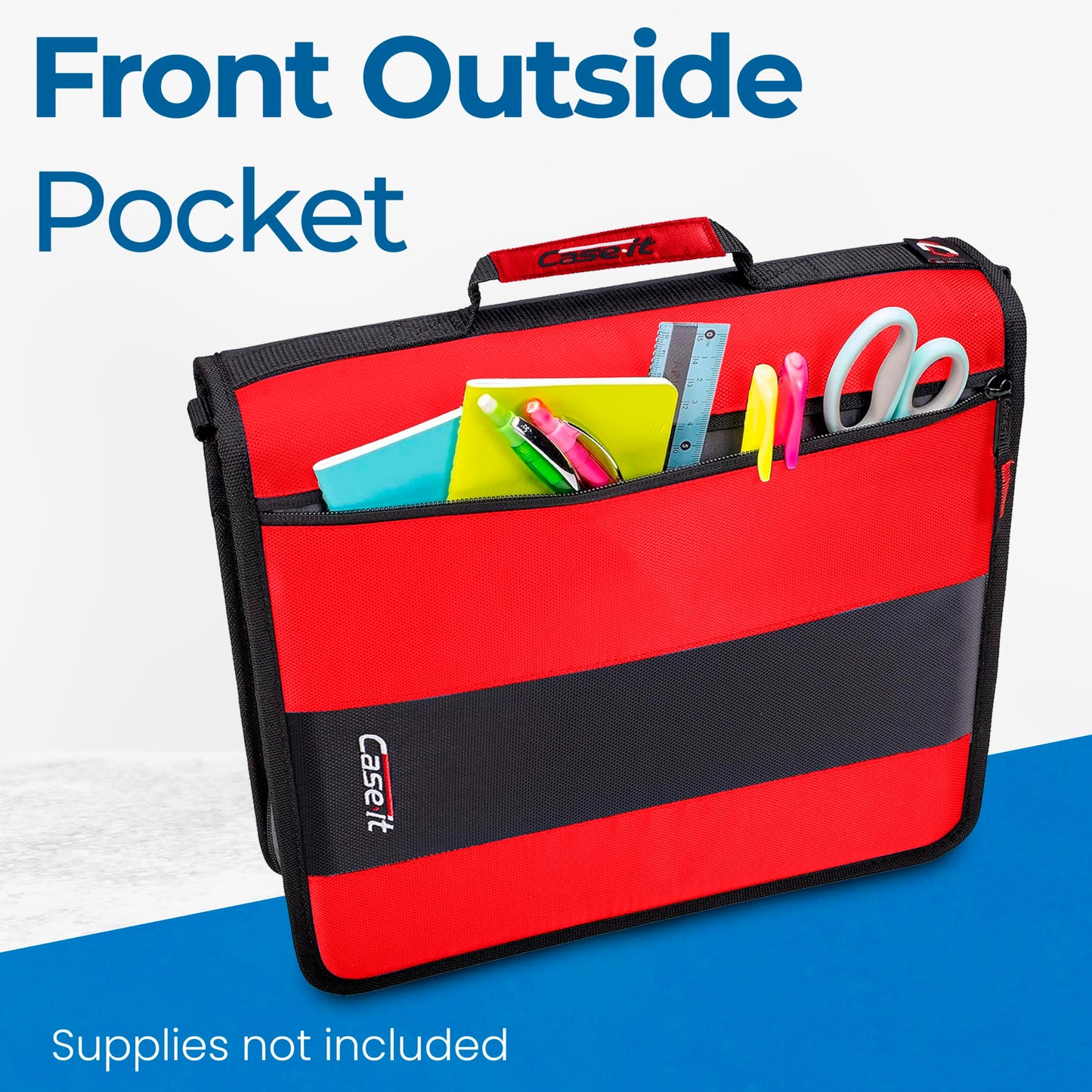 Case-it Zipper Binder | 2-Inch O-Rings | 350-Sheet | D-251 Fire Engine Red