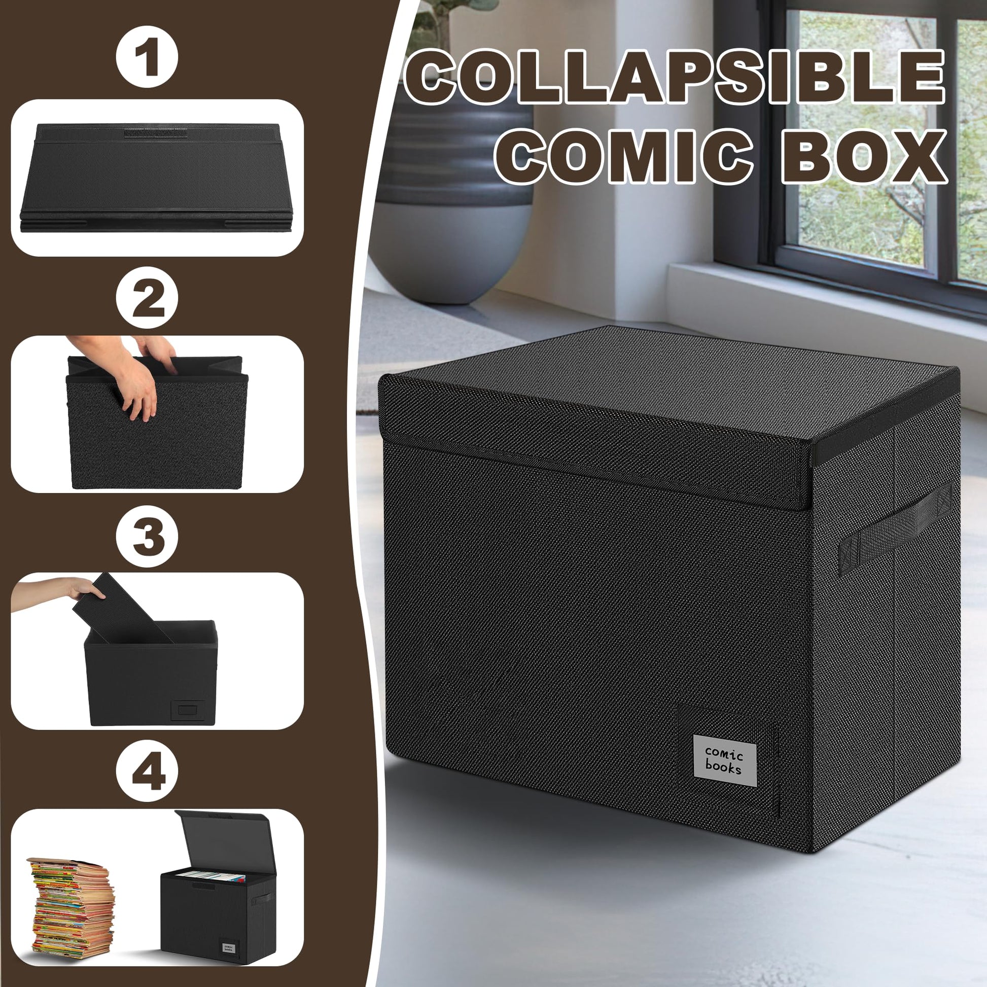 Leffis 5 Pack Comic Book Storage, Collapsible and Stackable Comic Short Box