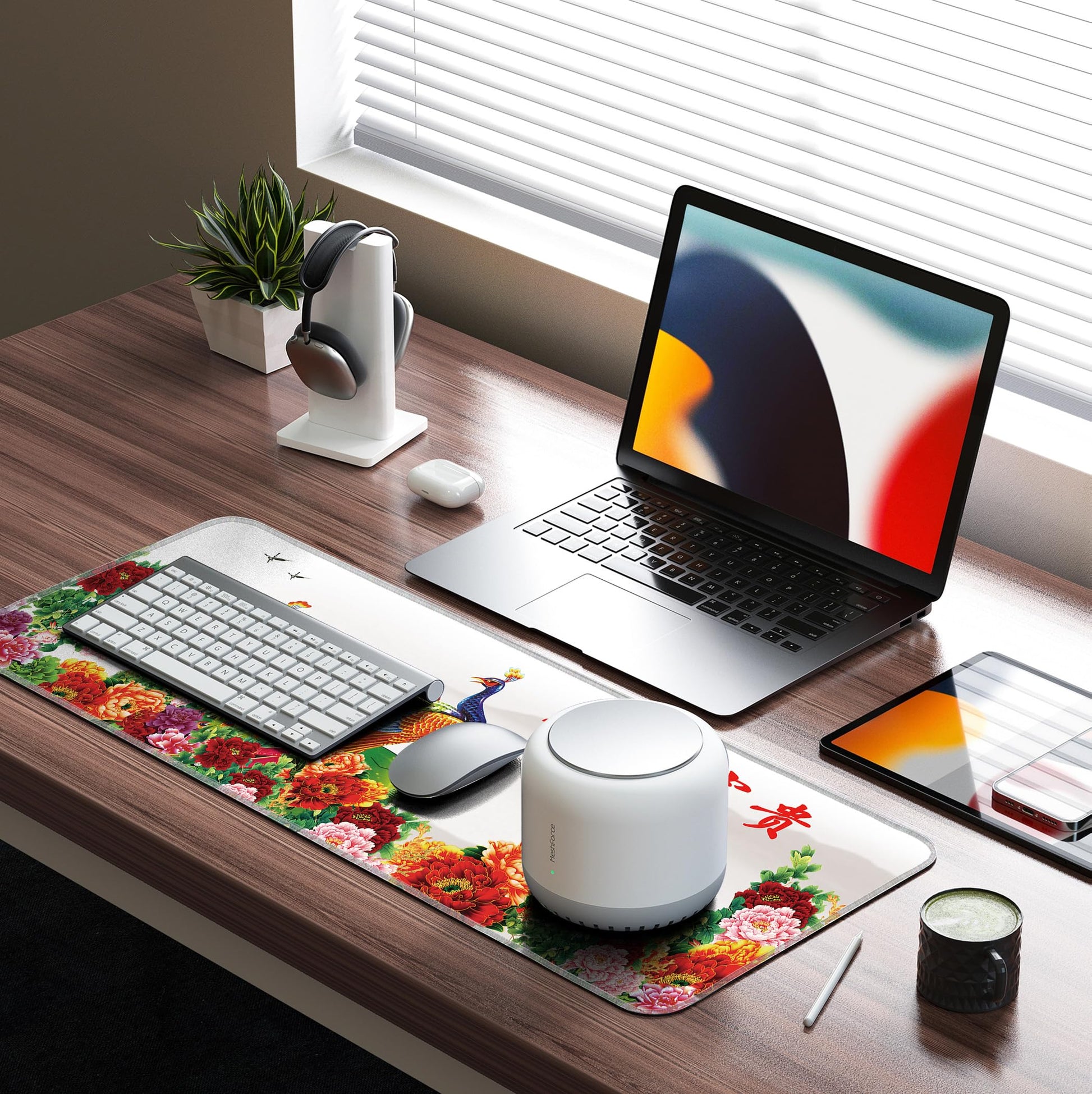 LL-COEUR XXL Landscape Gaming Mouse Pad Computer Keyboard Mat Office Desk Pad (Peacock, 31.4" x