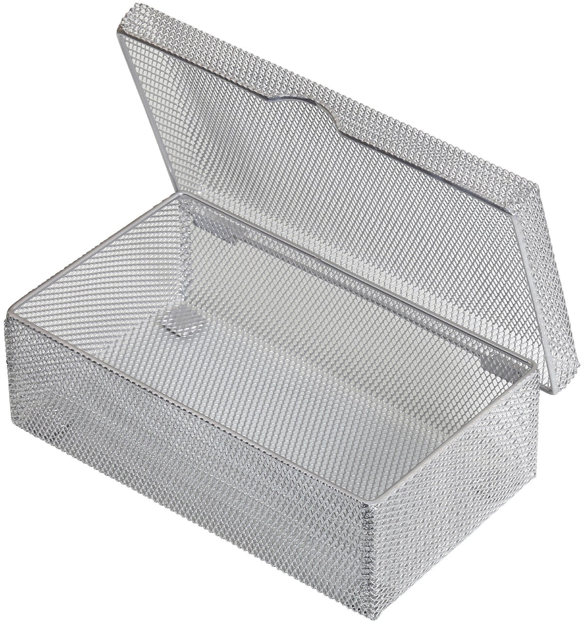 Ybm Home Silver Hinged Mesh Pencil, Markers, Pens Storage Box, School Supply Holder Office Desktop