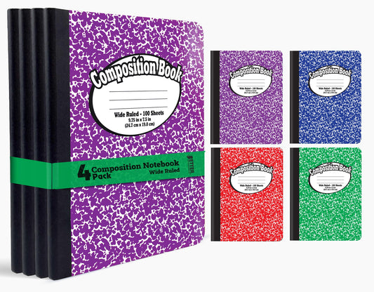 Better Office Products Composition Book Notebook - Hardcover, Wide Ruled (11/32-inch), 100 Sheet