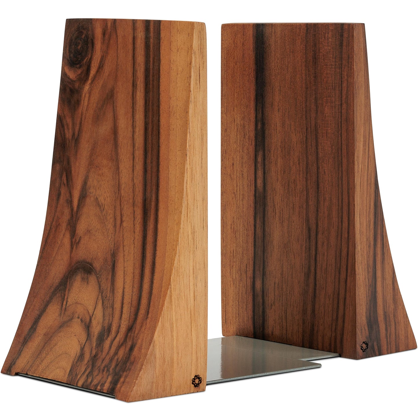 TILISMA Bookends for Heavy Books – Walnut Wood Book Ends for Shelves – Heavy Duty Bookends to Hold