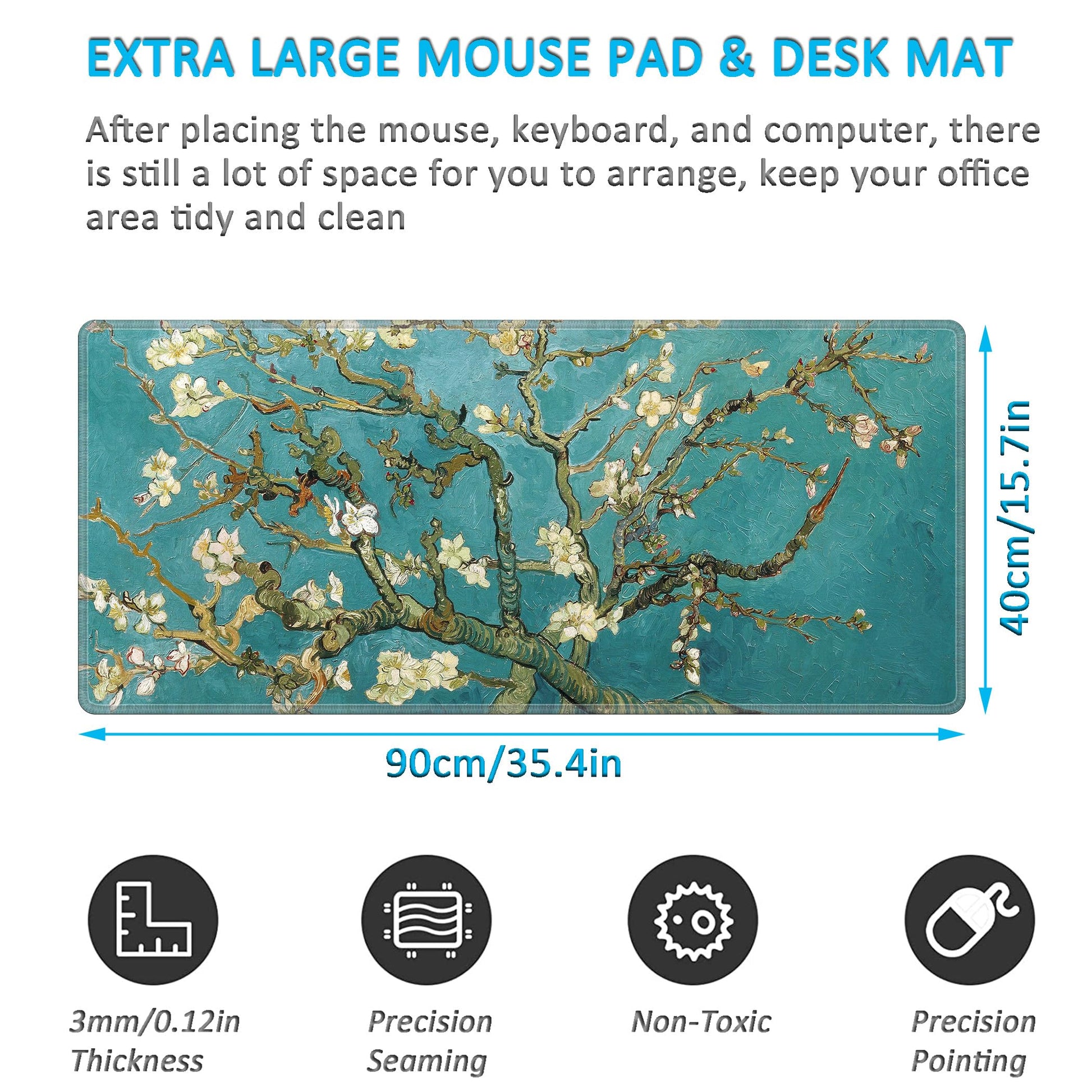LL-COEUR XXL Landscape Gaming Mouse Pad Computer Keyboard Mat Office Desk Pad (Apricot, 35.4" x