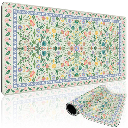 Mcapirivo Green Floral Desk Mat Large Mouse Pad 31.5"x15.7" Non-Slip