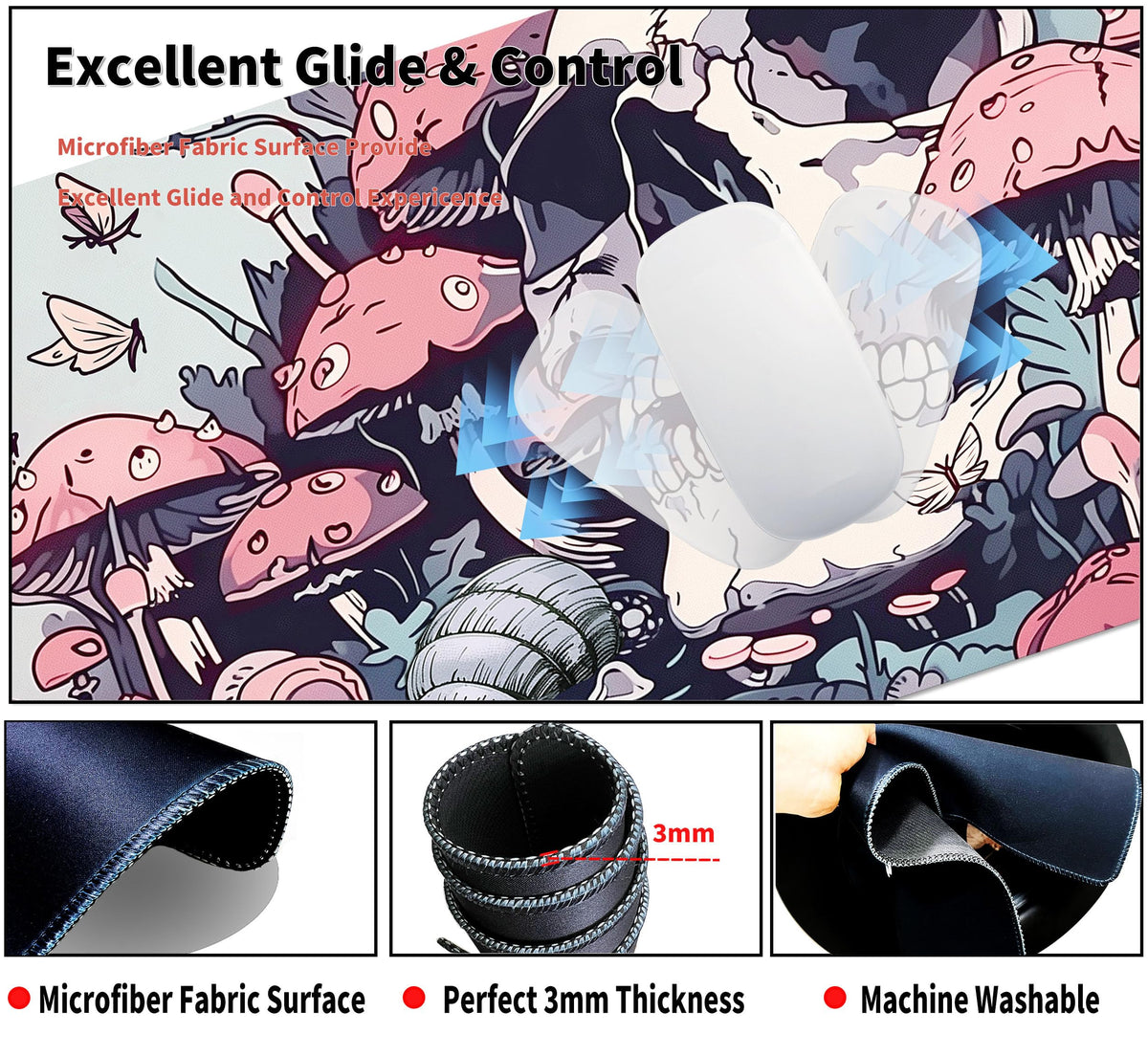 Extended Mouse Pad with Coaster 31.5 x 11.8 Desk Pad Full Desk Mousepad Stitched Edges Desk Mat