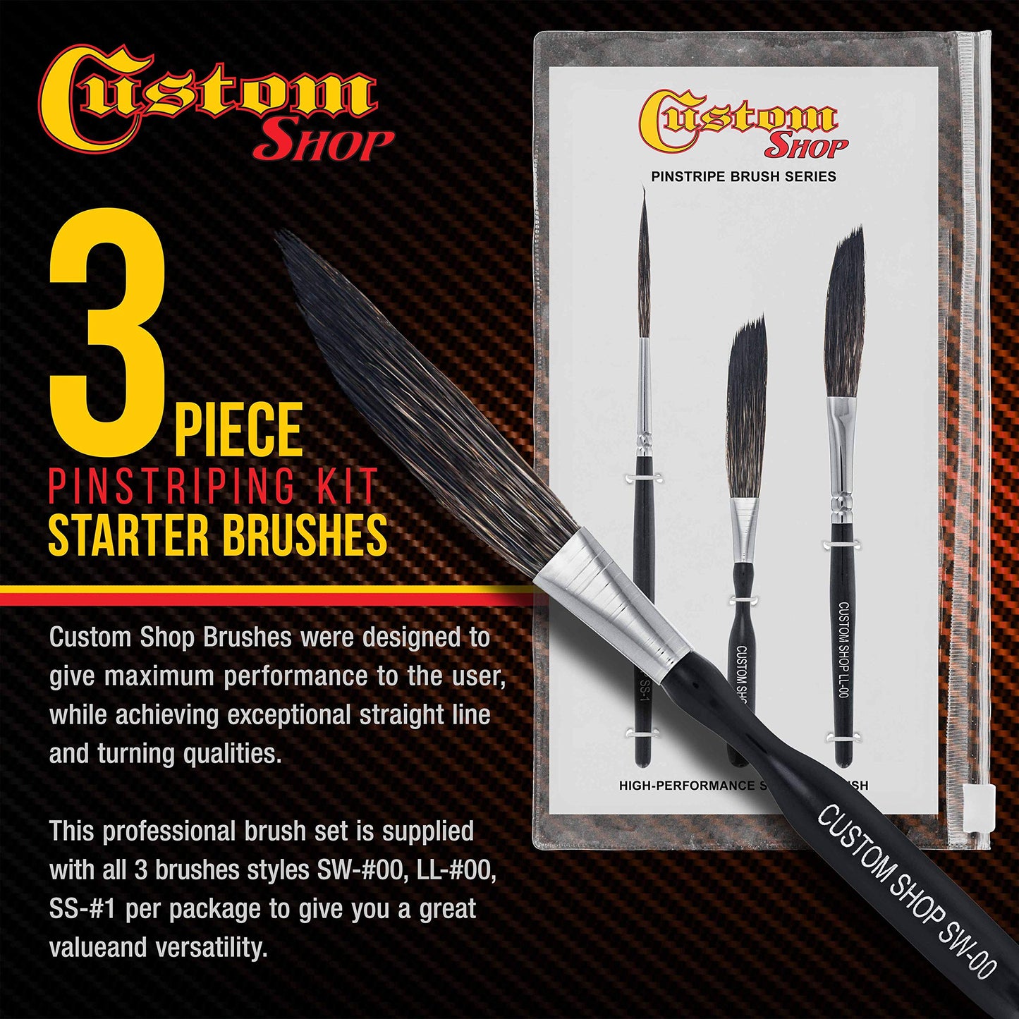 Custom Shop Starter Pinstriping Brush Kit,High Performance Striping Brushes