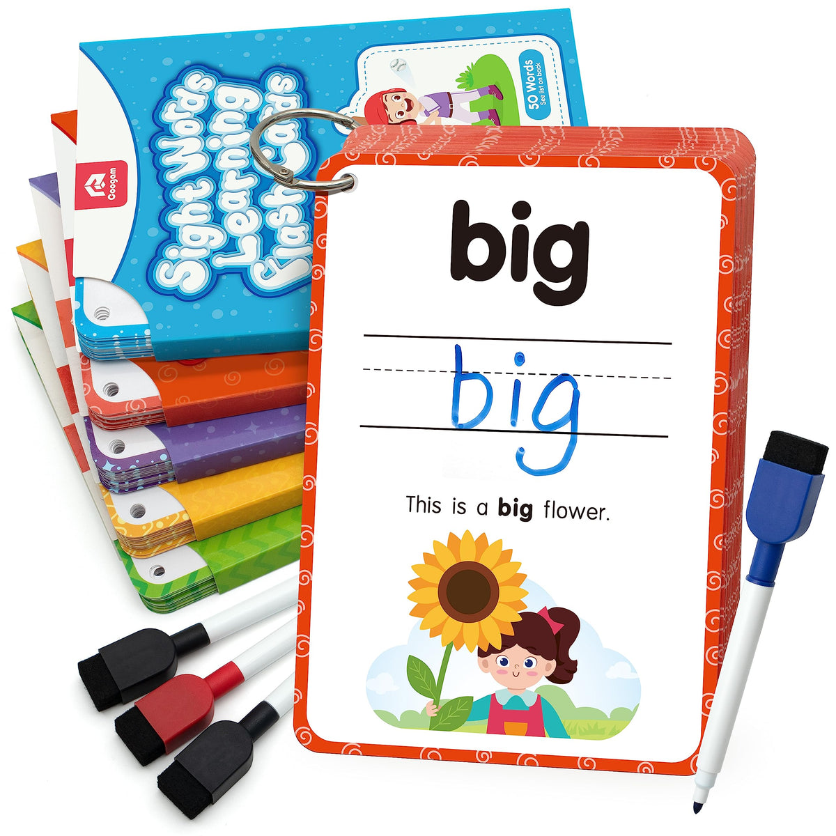 Coogam Sight Words Kids Learning Flash Cards, 250 Dolch Word Game Reading Vocabulary Card