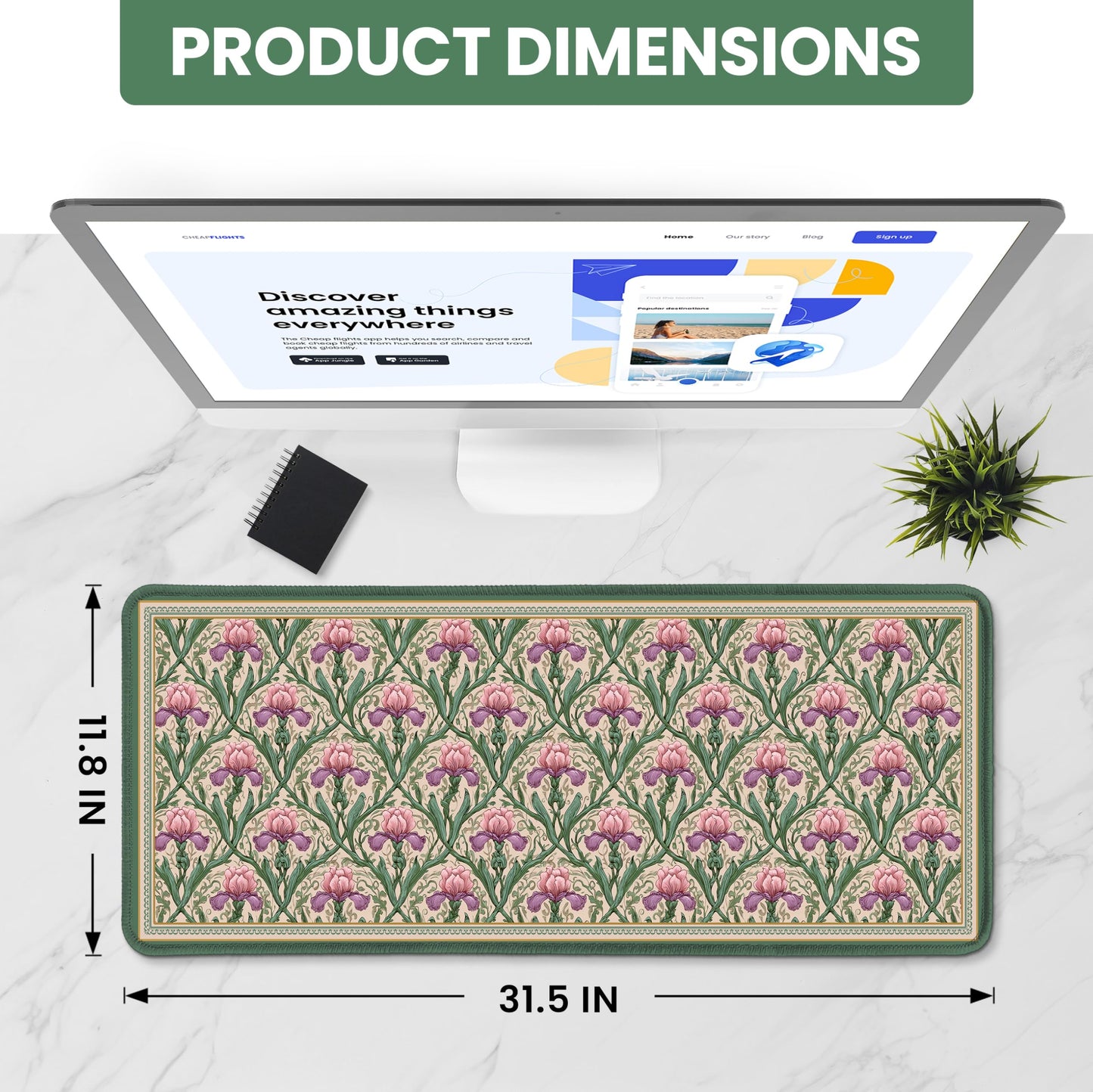 ZapDesk Large Desk Mat, Extended Mouse Pad for Desktop, 31.5" x 11.8"