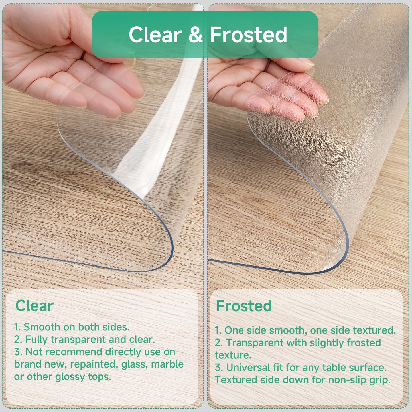 NATRKE Clear Desk Mat Pad, 35.4"x15.7" Large Transparent Computer Desk Mat Plastic Desktop