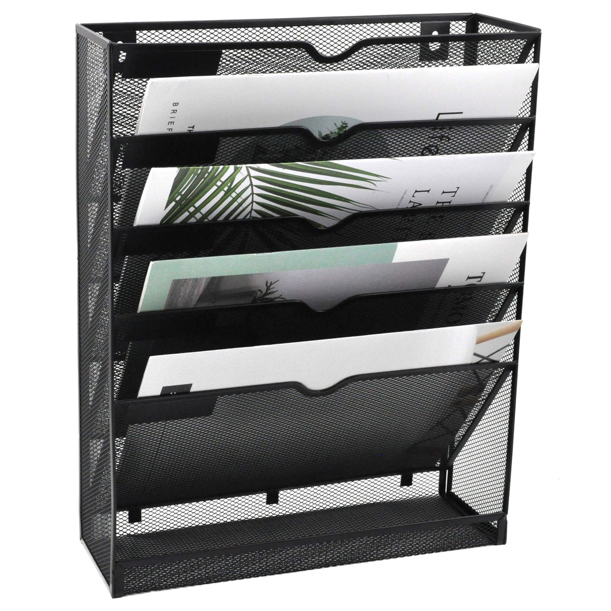 EASEPRES Desk File Organizer Mesh 6-Tier, Hanging Wall Mount Document Organization Stand, Desktop