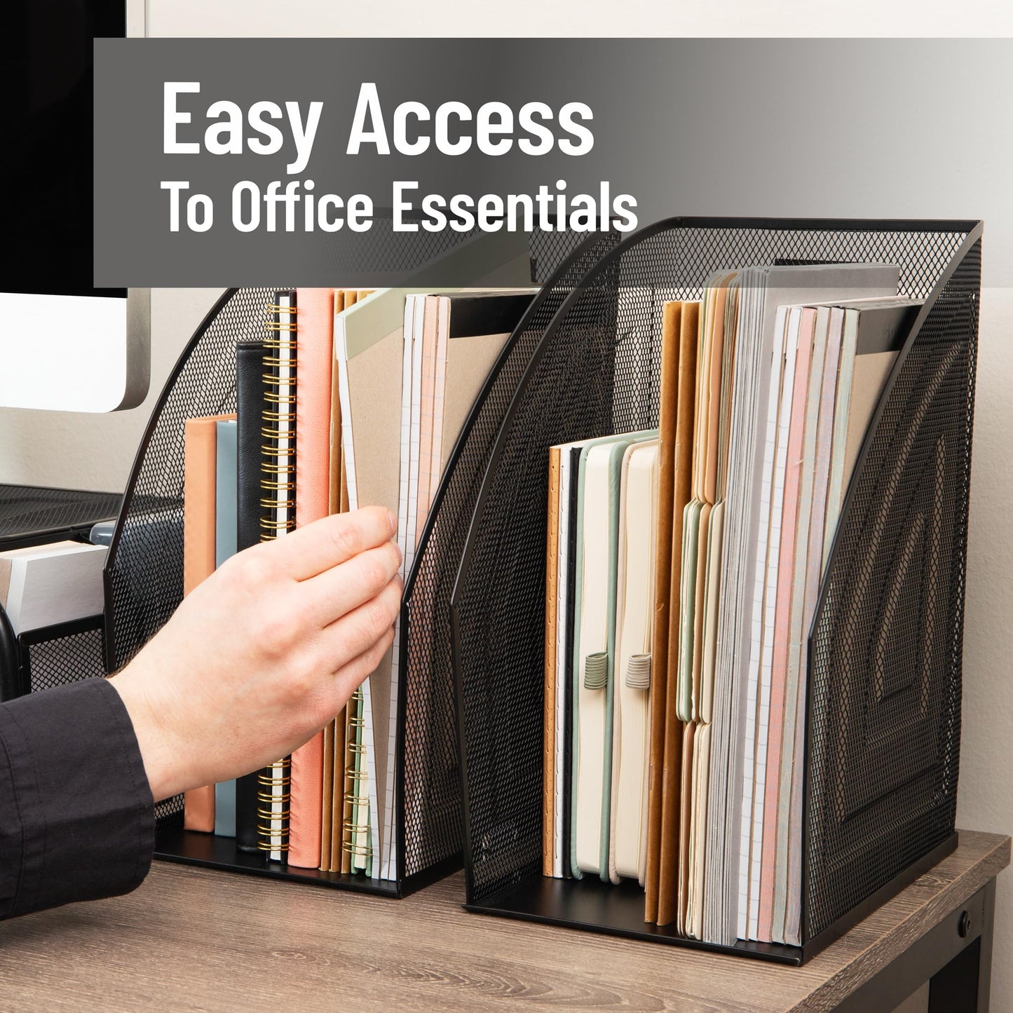 Mind Reader Vertical File Organizers, Desktop File Holders for Folders, Magazines, and Paperwork