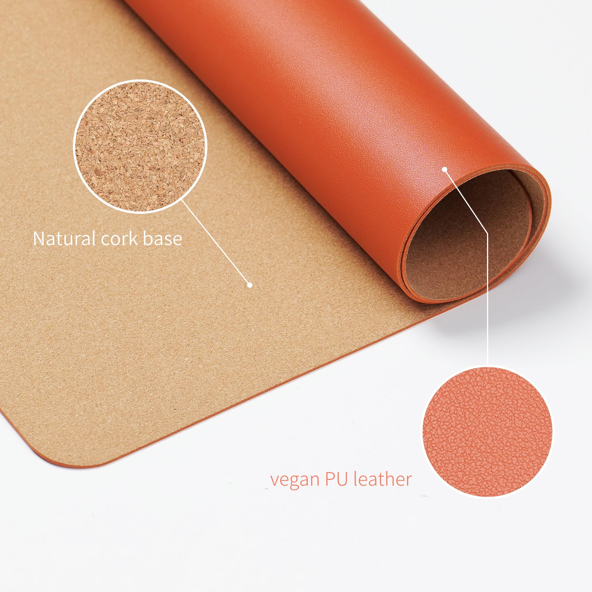 RENMTURE Dual-Sided Large Desk Pad, Faux Leather Natural Cork Mouse pad, Desk Accessories