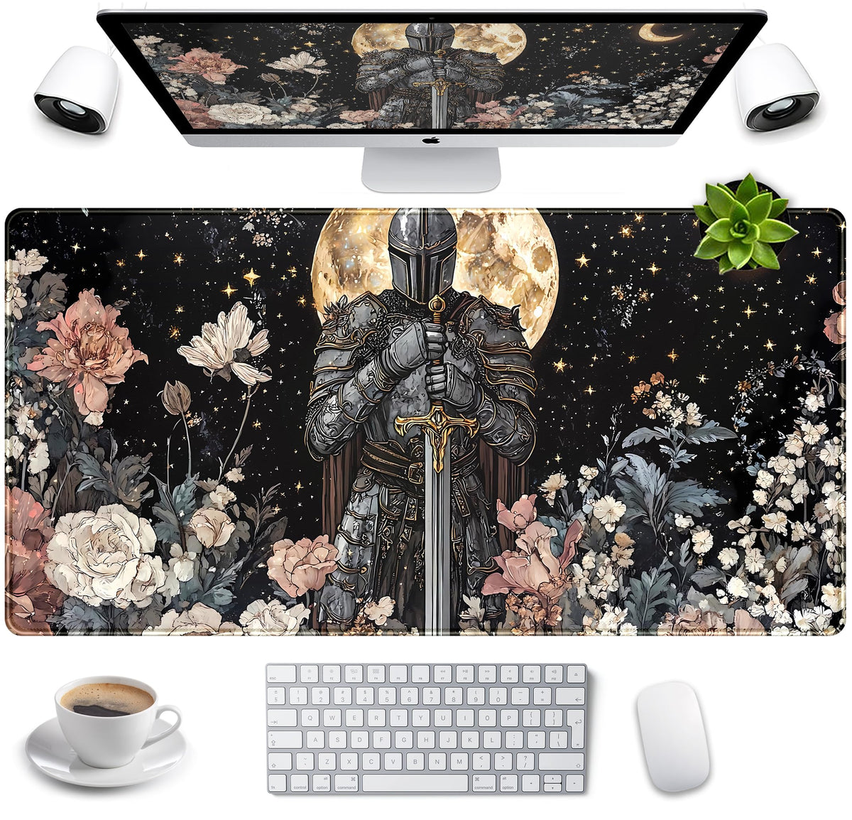 Cute Vintage Floral Mouse Pad Warrior Gaming Desk Mat Retro Flowers Mousepad XXL Large Extended
