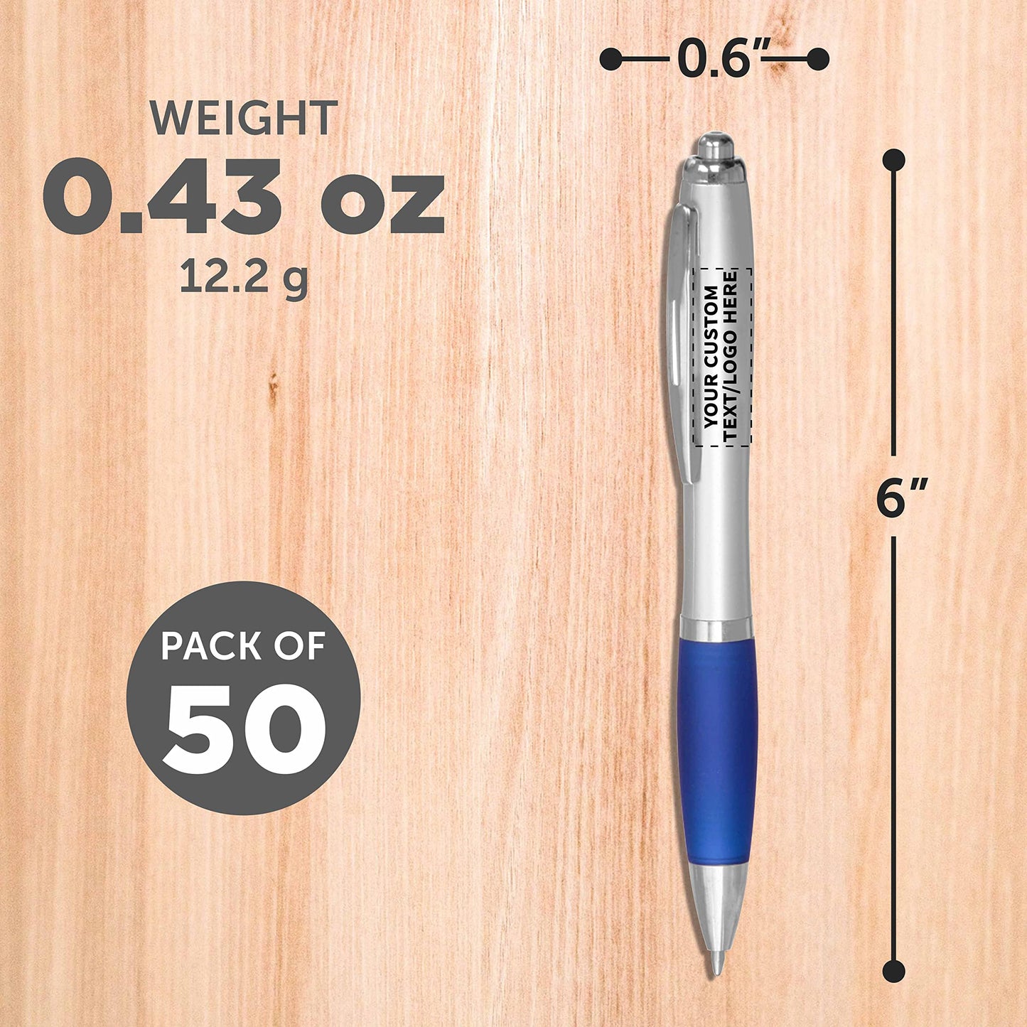 Personalized Ballpoint Pens with Rubber Grip and Click Button, Pack of 50 by DISCOUNT PROMOS